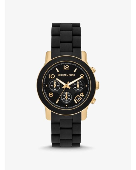 Michael Kors Black Mk Oversized Runway-Tone Watch