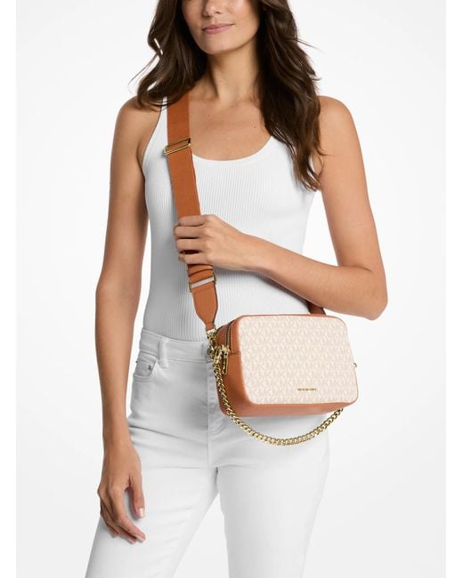 Michael Kors Natural Bryant Medium Signature Logo Camera Crossbody Bag