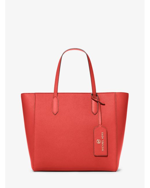 Michael Kors Red Sinclair Large Pebbled Leather Tote Bag