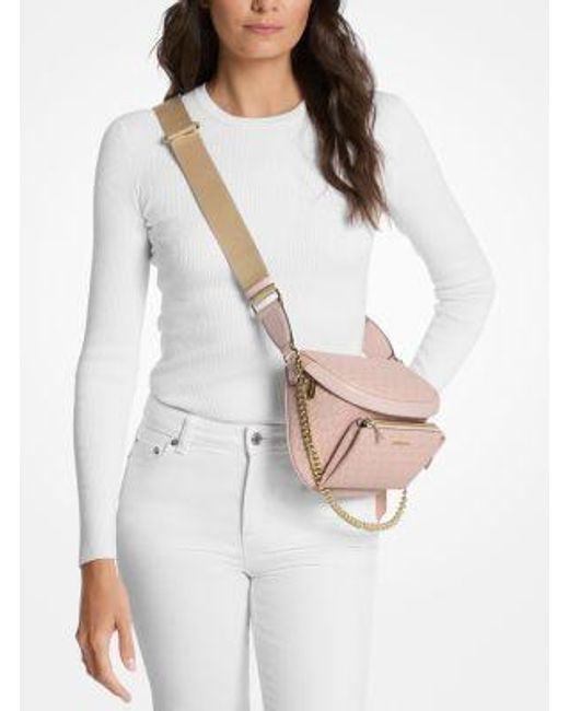 Michael Kors Pink Slater Medium Signature Logo Sling Pack