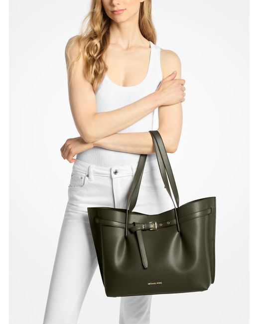 MICHAEL Michael Kors White Mk Emilia Large Pebbled Leather Tote Bag