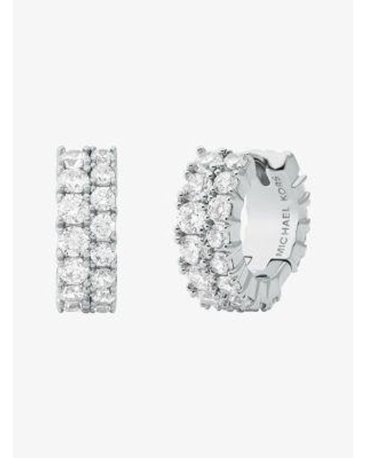 Michael Kors Metallic Double Pavé Huggie Earrings
