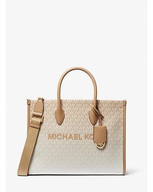 Michael Kors Natural Mirella Medium Ombré Logo Tote Bag