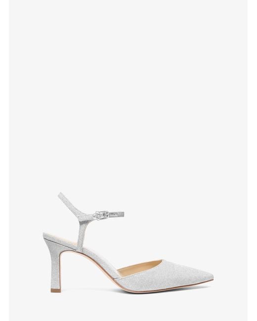 MICHAEL Michael Kors White Mk Amara Glitter Chain Mesh Mid Pump