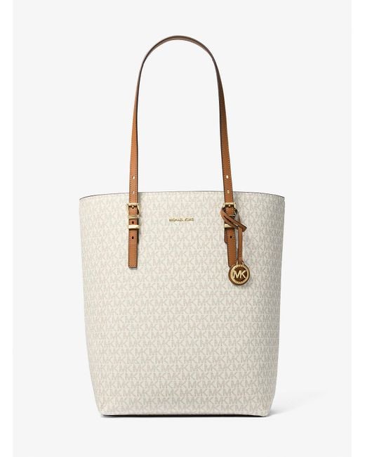 MICHAEL Michael Kors White Mk Quinn Large Signature Logo Tote Bag