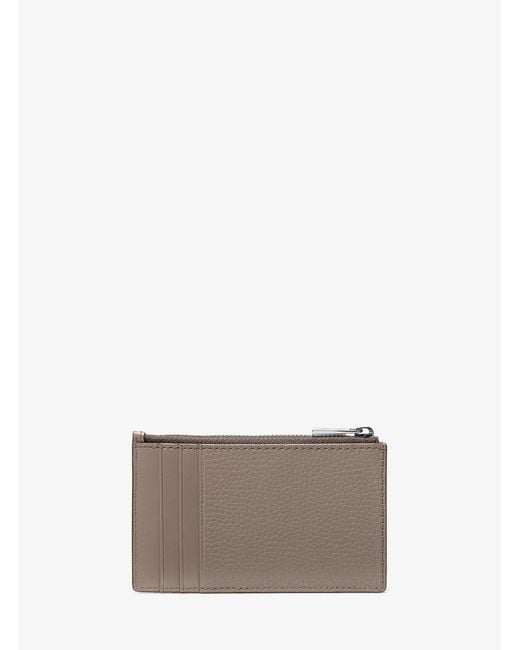 Michael Kors Gray Mk Cooper Slim Pebbled Leather Zip Wallet for men
