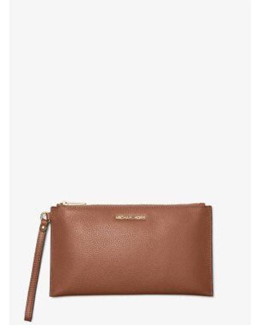 Michael Kors Brown Jet Set Travel Large Pebbled Leather Pouch
