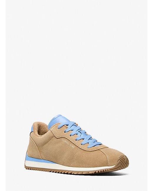 Michael Kors White Rhodes Two-Tone Suede Trainer