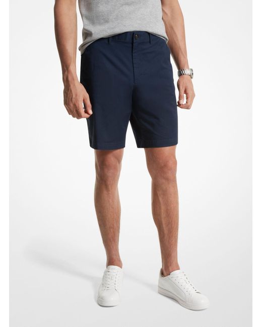 Michael Kors Blue Mk Stretch Cotton Shorts for men