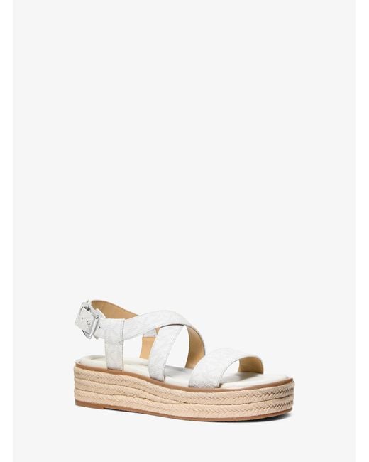 MICHAEL Michael Kors Natural Mk Lynn Signature Logo Platform Espadrille Sandal