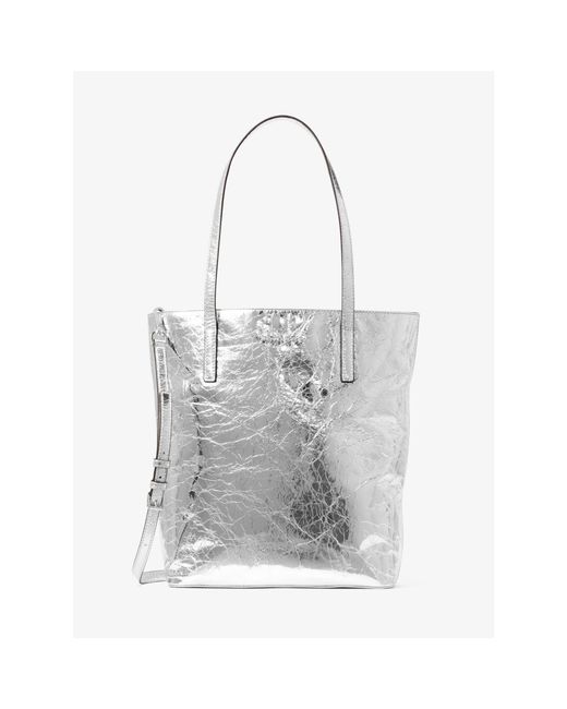 Michael Kors Emry Large Crinkled-leather Tote Bag in Silver (Metallic) |  Lyst