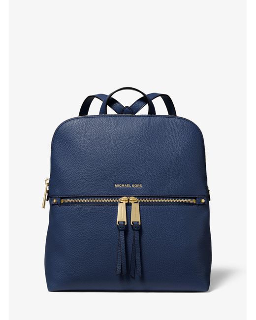 MICHAEL Michael Kors Blue Mk Rhea Medium Pebbled Slim Backpack