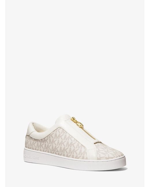 MICHAEL Michael Kors White Mk Keaton Signature Logo Zip-Up Trainers