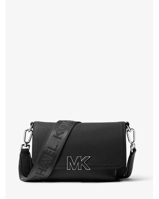 Michael Kors Black Mk Hudson Textured Leather Crossbody Bag for men