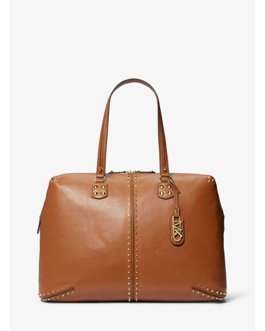 MICHAEL Michael Kors Brown Astor Extra-large Studded Leather Weekender Bag