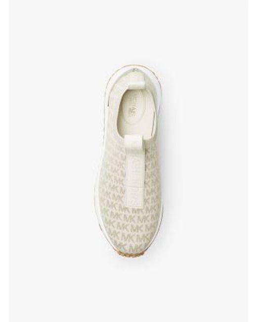 Michael Kors White Bodie Metallic Logo Knit Slip-On Sneaker