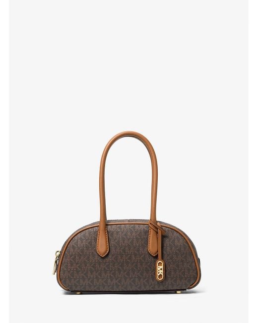 MICHAEL Michael Kors Brown Mk Lulu Small Signature Logo Satchel