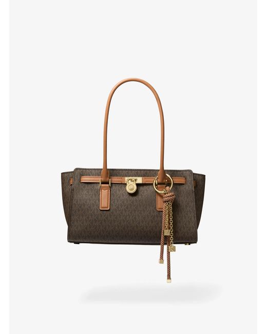 Michael Kors White Mk Hamilton Moderne Small Signature Logo Satchel