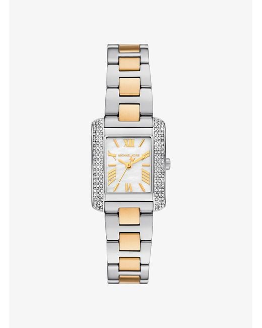 Michael Kors White Petite Emery Pavé Two-Tone Watch