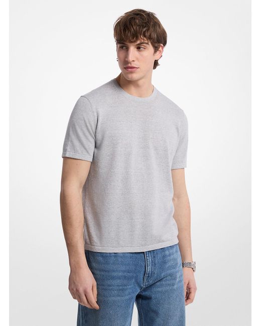 Michael Kors White Mk Linen And Cotton T-Shirt for men
