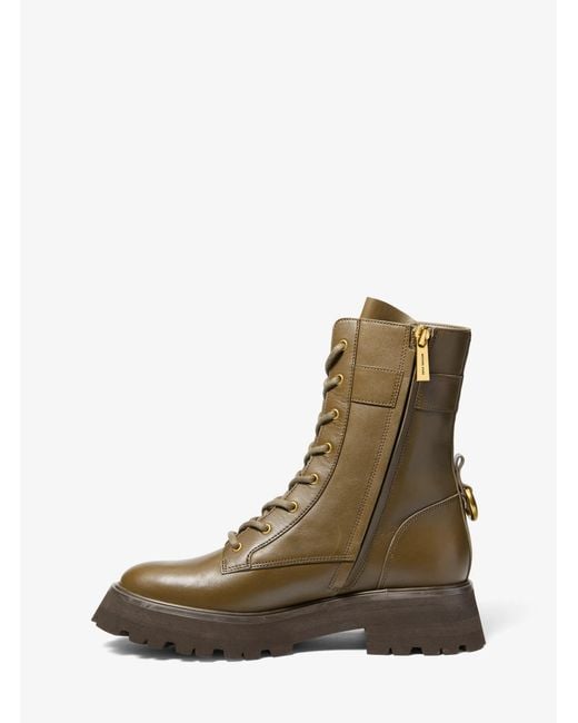 MICHAEL Michael Kors Brown Caleb Leather Combat Boot