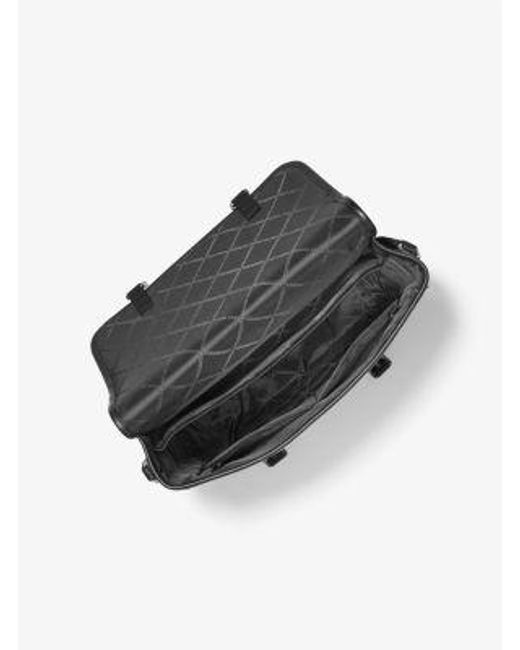 Michael Kors Black Mk Hudson Pebbled Leather Messenger Bag With Pouch for men