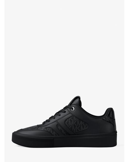 Michael Kors Black Mk Dane Mixed-Media Trainers for men