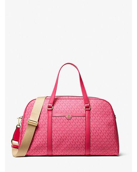 Michael Kors Pink Jet Set Travel Extra-large Signature Logo Weekender Bag