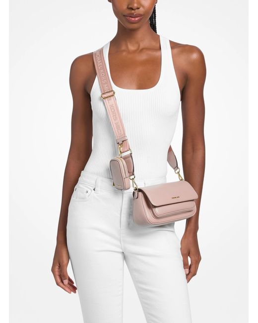 Michael Kors Pink Jet Set Travel Small Pebbled Leather Crossbody Bag With Pouch