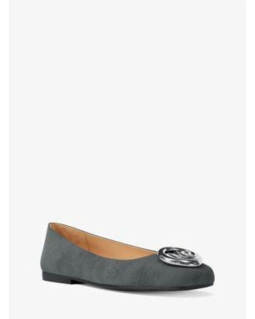 Michael Kors White Mk Milan Suede Ballet Flat