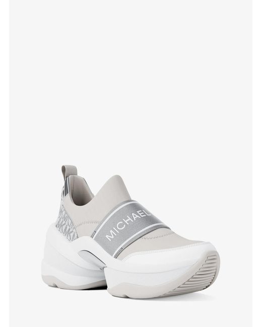 Michael Kors Outlet White Mk Olympia Metallic Scuba Trainer