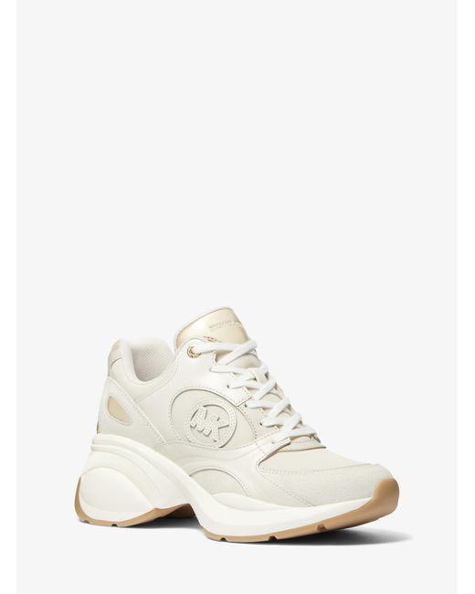 MICHAEL Michael Kors White Mk Zuma Leather And Nylon Trainer