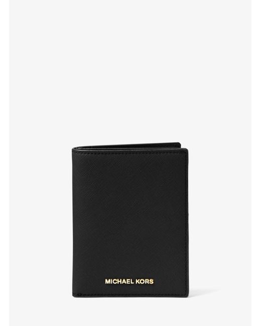 Michael kors Jet Set Travel Saffiano Leather Passport Wallet in Black