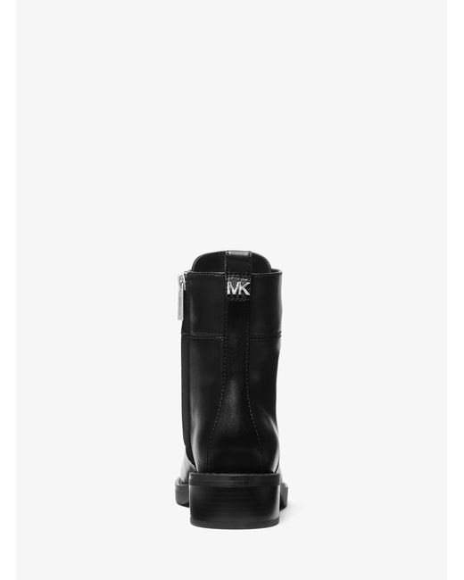 MICHAEL Michael Kors Black Mk Lyle Leather Combat Boot