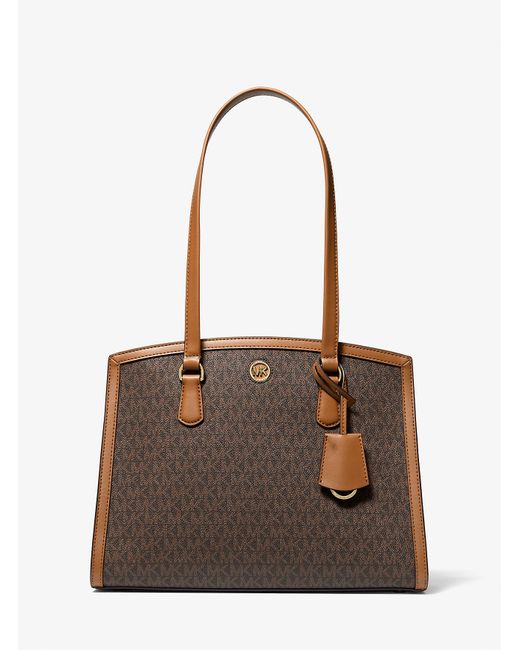 Mk Borsa Tote Chantal Media Con Logo di MICHAEL Michael Kors in Brown