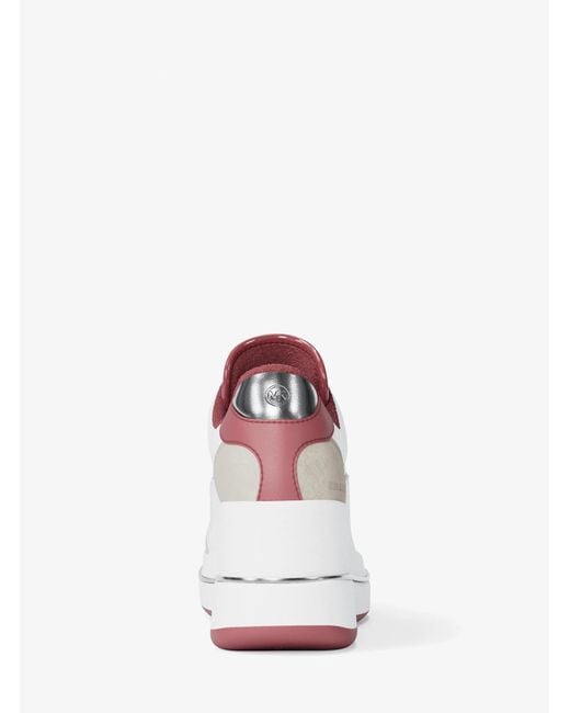 MICHAEL Michael Kors White Mk Emmy Mixed-Media Wedge Trainer