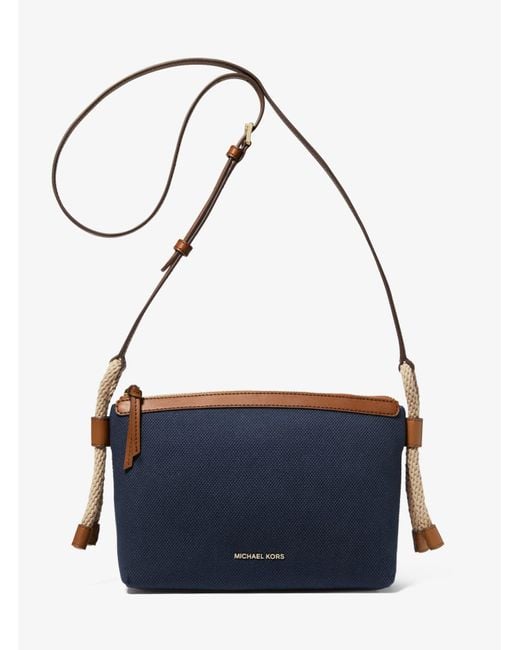 Michael Kors Talia Medium Cotton Canvas Crossbody Bag in Blue Lyst