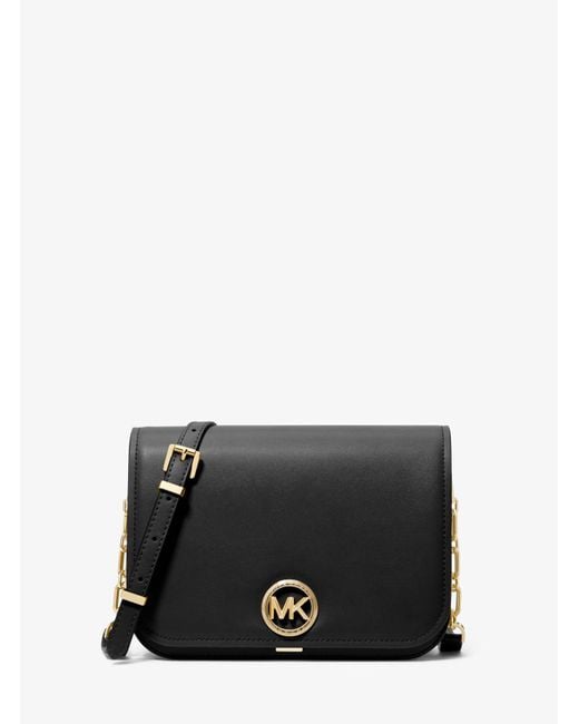 Michael Kors Black Mk Delancey Medium Leather Messenger Bag