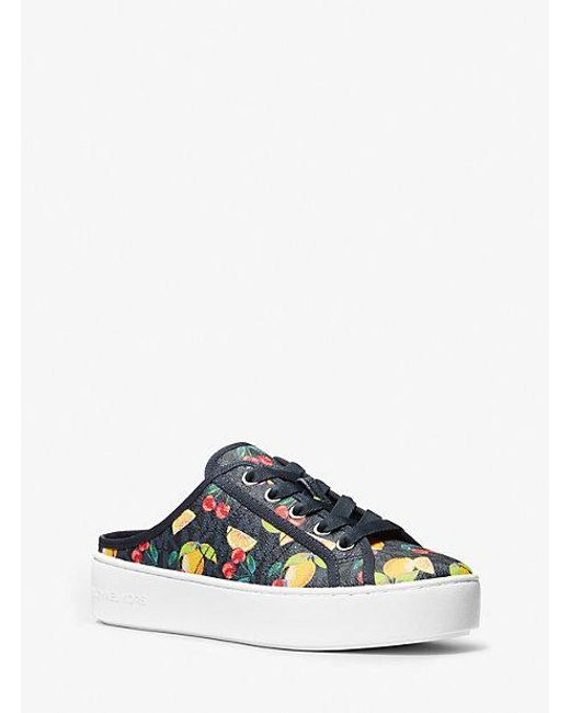 Michael Kors White Poppy Fruit Print Logo Slip-on Sneaker