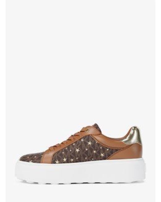 Michael Kors Brown Romey Printed Signature Logo Sneaker