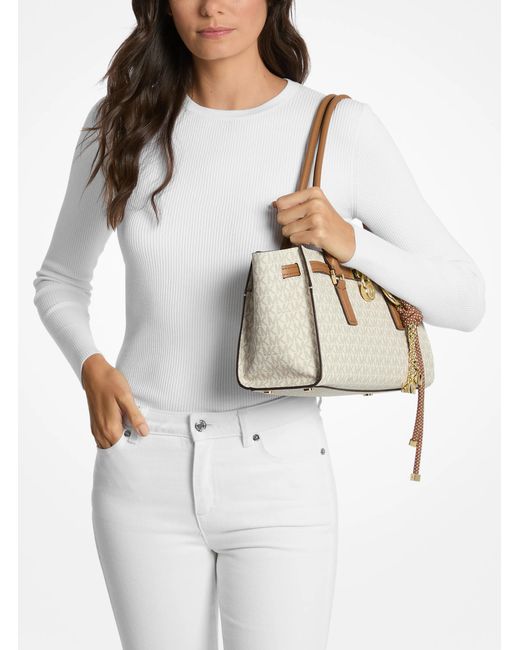 Michael Kors Natural Mk Hamilton Moderne Small Signature Logo Satchel