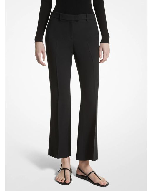 Michael Kors Black Mk Haylee Double Crepe Sablé Cropped Flared Trousers