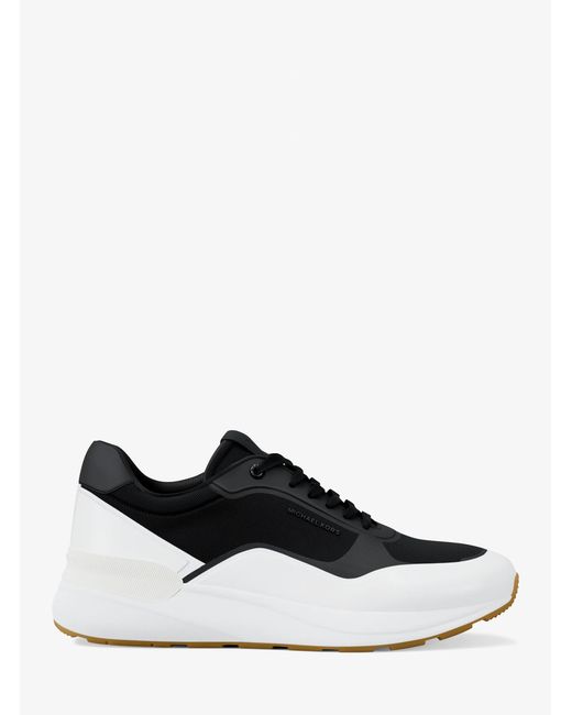 Michael Kors White Mk Trevor Mixed-Media Trainer for men