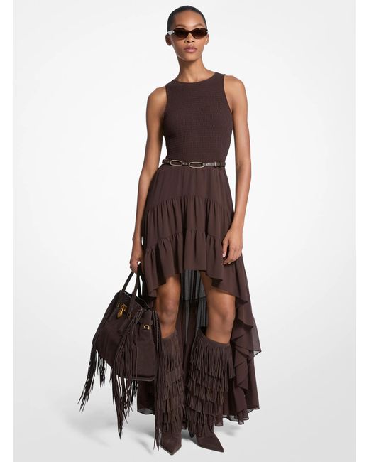 MICHAEL Michael Kors Brown High Low Smock Maxi Dress