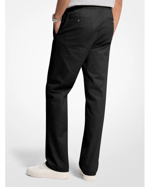 Michael Kors Black Mk Stretch Cotton Drawstring Trousers for men
