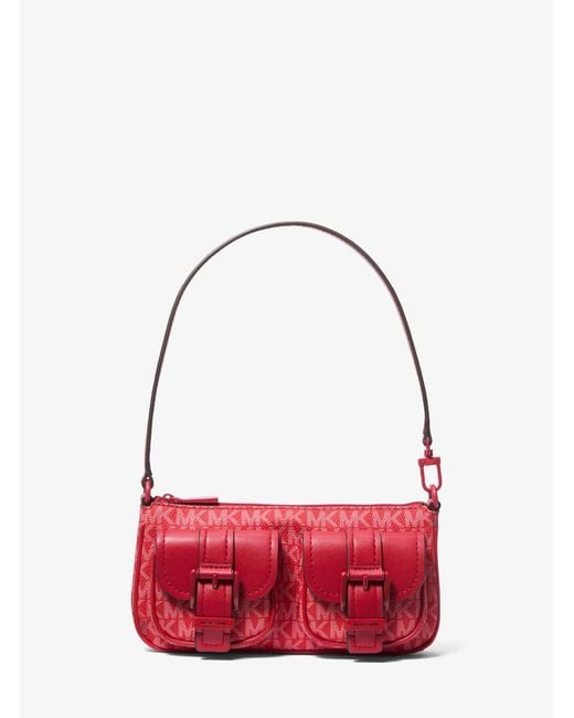 MICHAEL Michael Kors Red Mk Zoe Small Signature Logo Convertible Pochette