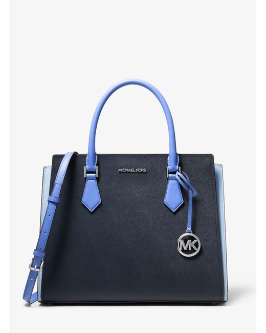 Michael Kors Blue Hope Large Two-tone Saffiano Leather Satchel