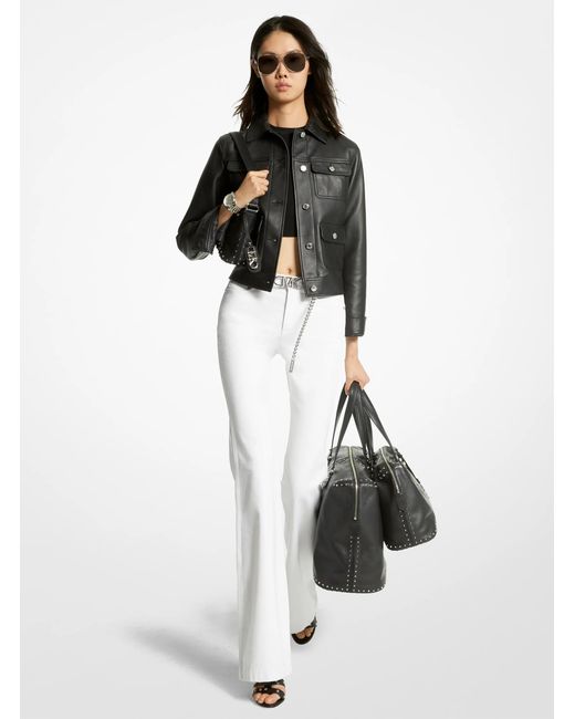 MICHAEL Michael Kors White Mk Leather Utility Jacket