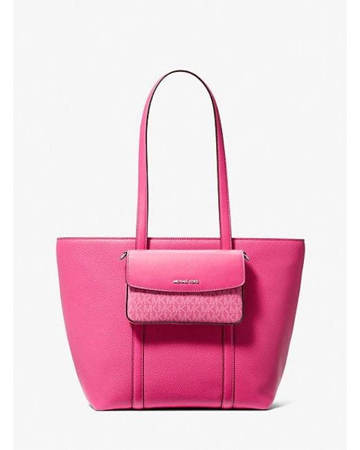 Michael Kors Pink Jet Set Large 2-In-1 Pebbled Leather Tote Bag