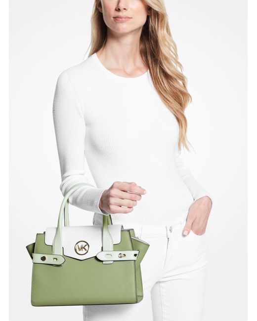 Michael Kors Carmen Medium Color-block Faux Saffiano Leather Michael Kors Carmen Medium Color-block Faux Saffiano Leather